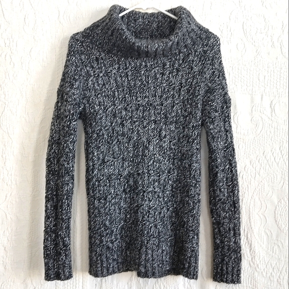 Merona Grey Cowl Neck Sweater Chunky Knit Wool Blend Turtleneck Heavy Thick Warm - Picture 1 of 8